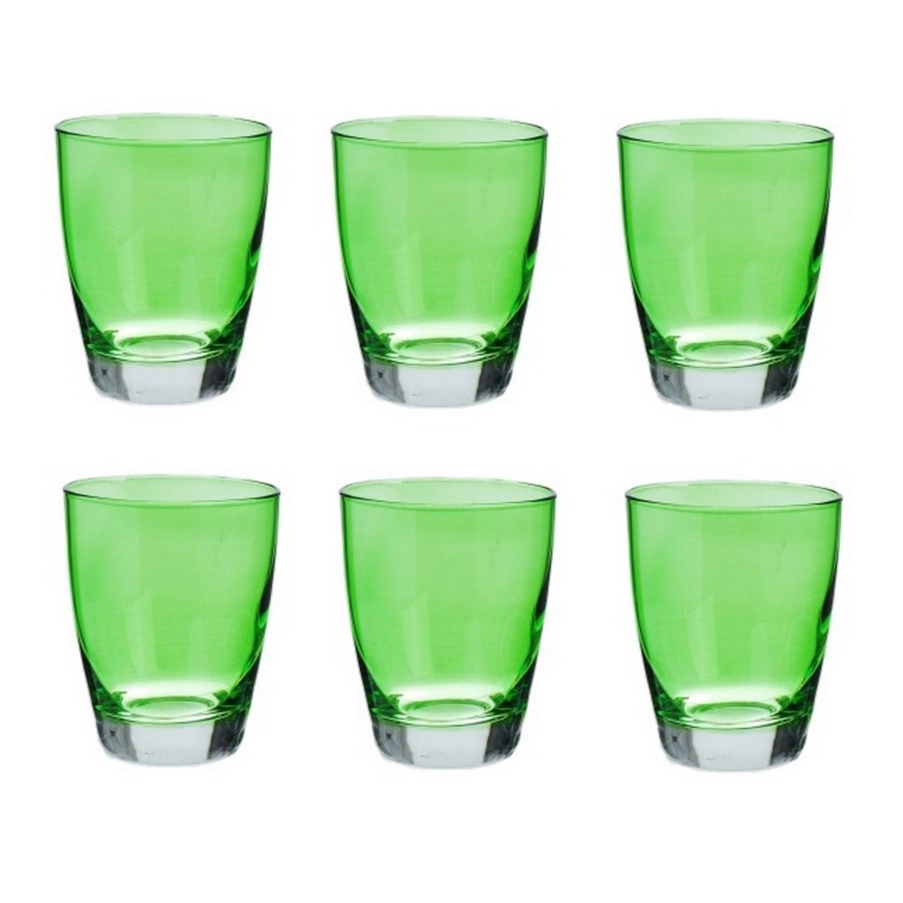 Bicchiere acqua vetro colorato serie Happy verde cl 30 set 6 pezzi